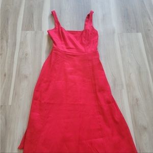 🌞NWT Banana Republic Sz6 Red Linen MIDI dress